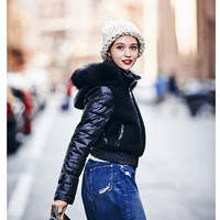 WOOLEN KNITTED SHORT HOODED WINTER COAT - Thumbnail 4