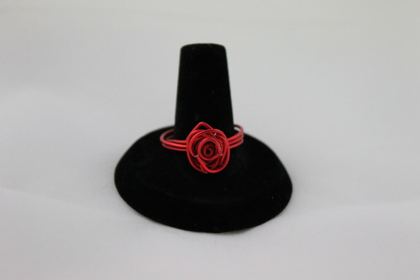 In Bloom Red Rose Wire Wrapped Ring 
