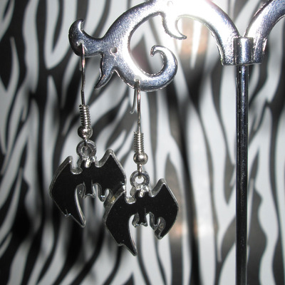Upside down bat earrings 