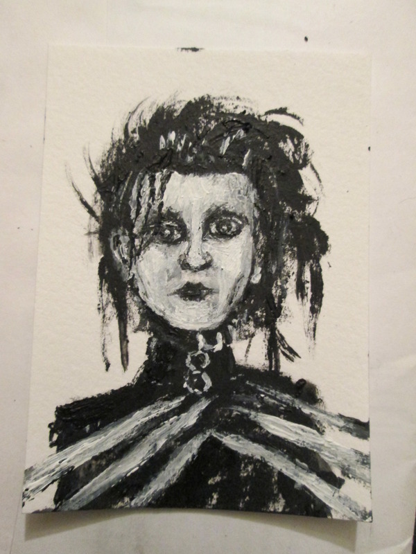  Edward Scissorhands, mini-portrait  2.5"x3.5" acrylic, ACEO