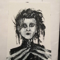  Edward Scissorhands, mini-portrait  2.5"x3.5" acrylic, ACEO - Thumbnail 1