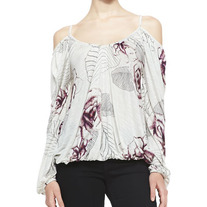 Free People Adelia Rose-Print Cold-Shoulder Blouse