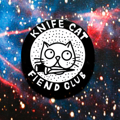 Knife cat fiend club enamel pin 076