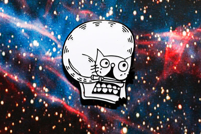 Knife Cat Skull Enamel Pin 077