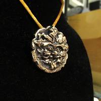 Solid Bronze Green Man pagan celtic pendant hand cast - Thumbnail 3