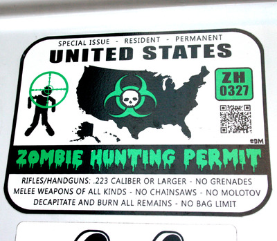 United States Zombie Hunting Permit - green custom large vinyl sticker decal