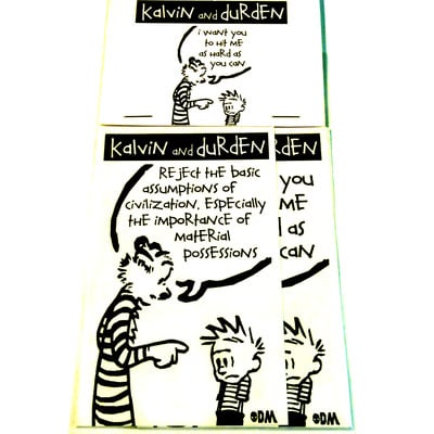 Kalvin and durden - vinyl sticker 4 pack set - tribute mashup parody