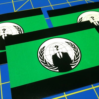 Anonymous flag - green lot of 3 vinyl sticker decals silk screened