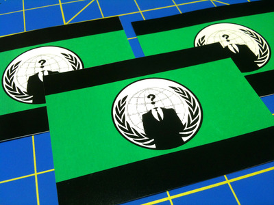 Anonymous Flag - green Lot Of 3 vinyl sticker decals silk screened