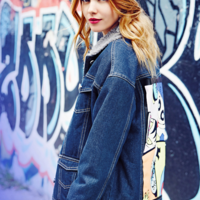 MATERIAL GIRL CARTOON DESIGN WARM DENIM JACKET MWBB5413 - Thumbnail 3