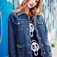 MATERIAL GIRL CARTOON DESIGN WARM DENIM JACKET MWBB5413 - Thumbnail 4