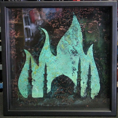 Mecca bbq - framed metal art