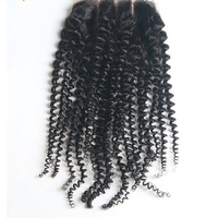 7A Brazilian kinky Curly silk Base Closure - Thumbnail 4