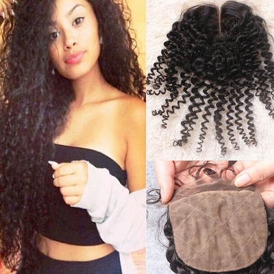 7a brazilian kinky curly silk base closure