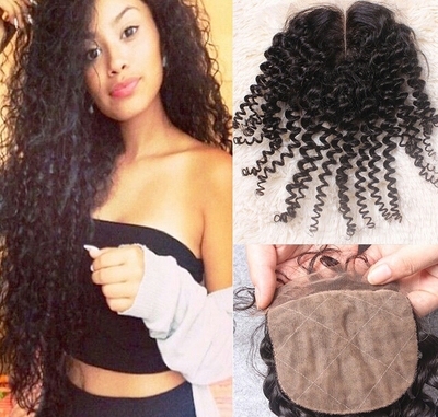 7A Brazilian kinky Curly silk Base Closure