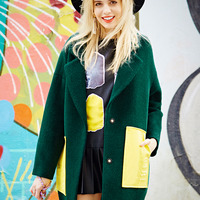 MATERIAL GIRL WOOLEN GREEN COAT WITH BIG POCKET MWAA54104 - Thumbnail 1