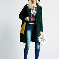 MATERIAL GIRL WOOLEN GREEN COAT WITH BIG POCKET MWAA54104 - Thumbnail 3