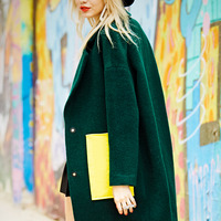 MATERIAL GIRL WOOLEN GREEN COAT WITH BIG POCKET MWAA54104 - Thumbnail 4