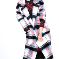 JAPANESE BRAND PURPLE WHITE PLAID WARM WINTER COAT CWEWOFF034 - Thumbnail 4