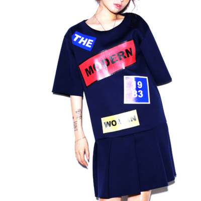 Japanese street fashion letters figured loose dress cweutff038 - Thumbnail 4