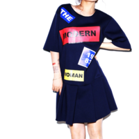 JAPANESE STREET FASHION LETTERS FIGURED LOOSE DRESS CWEUTFF038 - Thumbnail 3