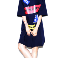 JAPANESE STREET FASHION LETTERS FIGURED LOOSE DRESS CWEUTFF038 - Thumbnail 4
