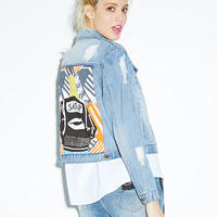 MATERIAL GIRL COWBOY CARTOON HOLE DESIGN DENIM JACKET - Thumbnail 4