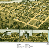 South Bend, Indiana in 1866 - Bird's Eye View Map, Aerial, Panorama, Vintage, Antique, Reproduction, Giclée, Fine Art, Wall Art, History - Thumbnail 1