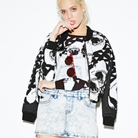 MATERIAL GIRL WHITE SHARK FIGURED MESH STITCHED SLIM JACKET M2BC51106 - Thumbnail 3