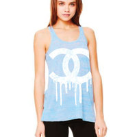 Ladies Plus Size  Racer Back CCDrip Tanks Black - Thumbnail 2