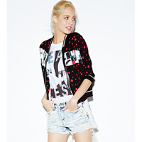MATERIAL GIRL ABSTRACKT LIPSTICK FIGURED POLKA DOT BASEBALL JACKET - Thumbnail 2