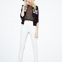 MATERIAL GIRL ABSTRACKT LIPSTICK FIGURED POLKA DOT BASEBALL JACKET - Thumbnail 3