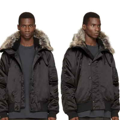 Zy season 1 black faux fur bomber cap zipper parka jacket - Thumbnail 4
