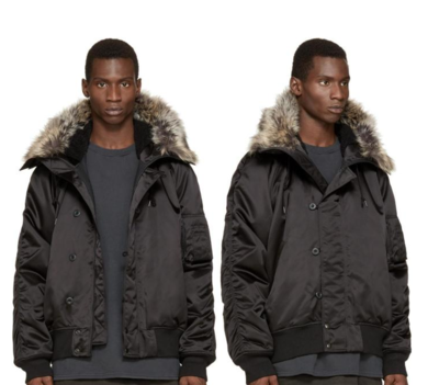 ZY SEASON 1 BLACK FAUX FUR BOMBER CAP ZIPPER PARKA JACKET