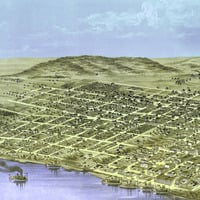 Leavenworth, Kansas in 1869 - Bird's Eye View Map, Aerial Map, Panorama, Vintage map, Antique map, Reproduction, Framable map, Fine Art - Thumbnail 3