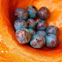 Handmade Copper and Aqua Rustic Paper Mache Beads, 10pcs - Thumbnail 2