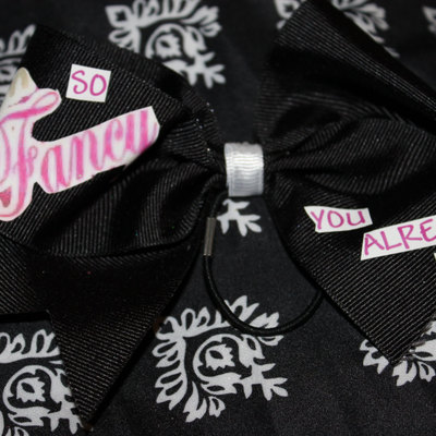 "i'm so fancy, you already know" - 2 in black grosgrain ribbon with a silver 