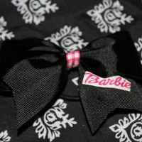 "BARBIE" - 2 in Black Grosgrain Ribbon with a Pink Gingham center  - Thumbnail 1