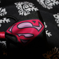 "SUPERGIRL" CHEER BOW; 2 in Black Grosgrain Ribbon with a Hot Pink center - Thumbnail 2