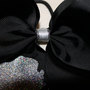 "MUSCLES & MASCARA" CHEER BOW; 3 in Black Grosgrain Ribbon with a Silver Center-3