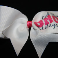 "COOL STUNT BRO...."2 in White Grosgrain RIbbon with Hot Pink center  - Thumbnail 1