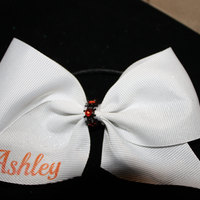 2 in White Grosgrain Ribbon with Orange Bling center  (your name here) - Thumbnail 1