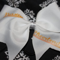 "VARSITY CHEERLEADERS" 2 in White Grosgrain RIbbon with Yellow center  - Thumbnail 1