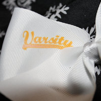"VARSITY CHEERLEADERS" 2 in White Grosgrain RIbbon with Yellow center  - Thumbnail 2