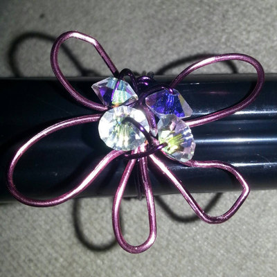 Swarovski pink daisy wire wrapped ring; customize colors