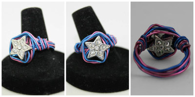 Bling Stars Wire Wrapped Ring; Customize Colors