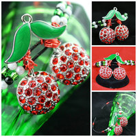 PinUp Cherries Wire Bracelet;  Red, White, Green, Black Beads & Wire - Thumbnail 1