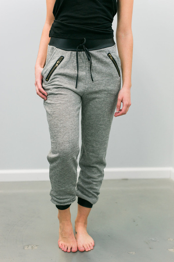 Pant - Lounge fit w/ Zipper Pocket & Tie - Grey