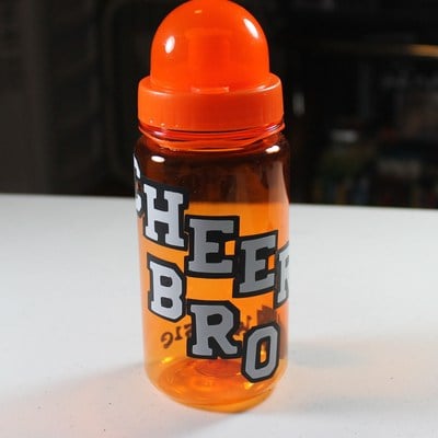 Personalized water bottle; "cheer bro" 15.2 oz