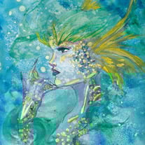 Naiad Thought 9x12 Original Watercolor Painting